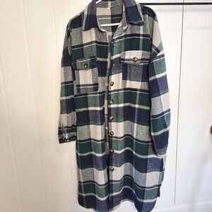 Plaid Button-Up Women's Coat
